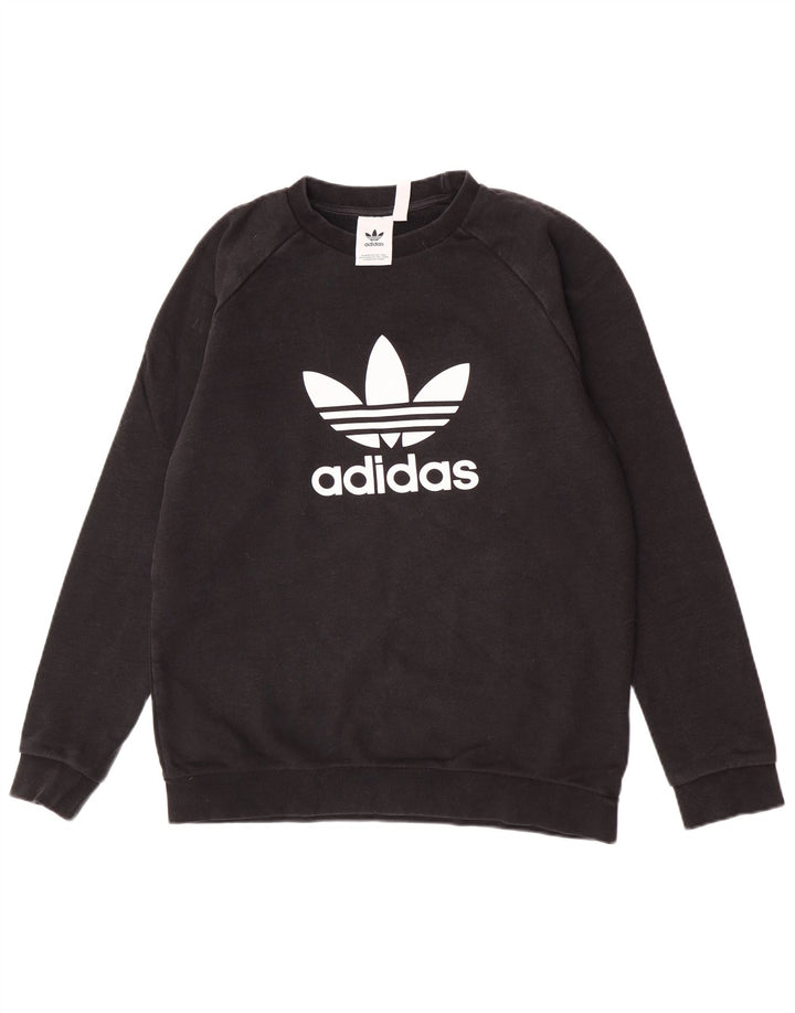 Ανδρικό γραφικό φούτερ Adidas, μεσαίο μαύρο βαμβακερό