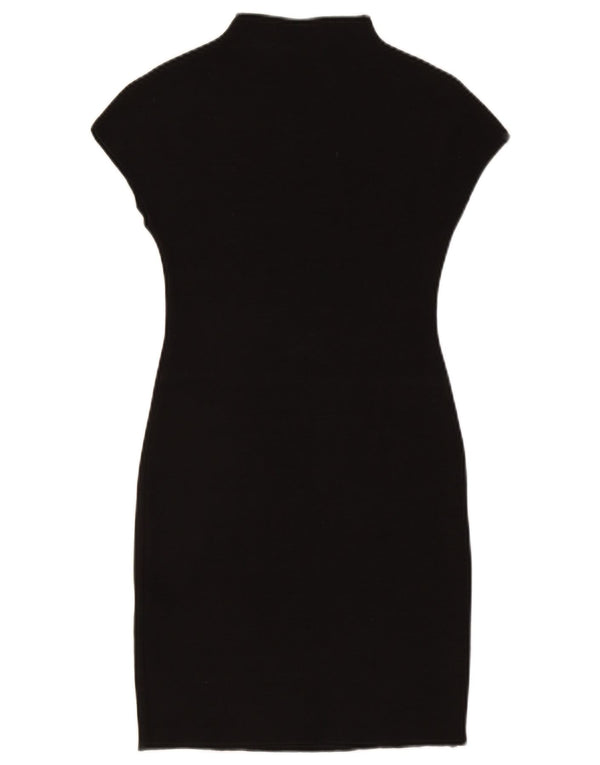 Zara Γυναικείο κοντομάνικο Bodycon Φόρεμα UK 8 Small Black Viscose