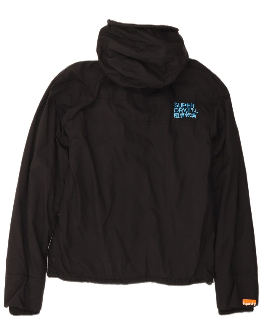 SUPERDRY Γυναικείο Μπουφάν με κουκούλα αντιανεμικό UK 16 μεγάλο μαύρο νάιλον