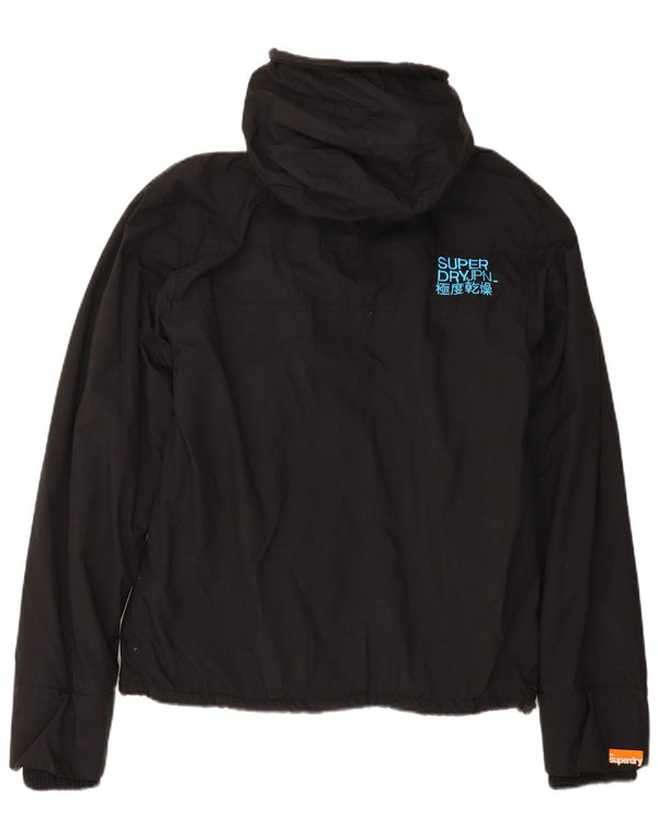 SUPERDRY Γυναικείο Μπουφάν με κουκούλα αντιανεμικό UK 16 μεγάλο μαύρο νάιλον