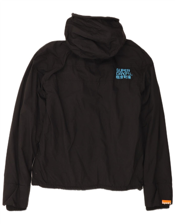 SUPERDRY Γυναικείο Μπουφάν με κουκούλα αντιανεμικό UK 16 μεγάλο μαύρο νάιλον