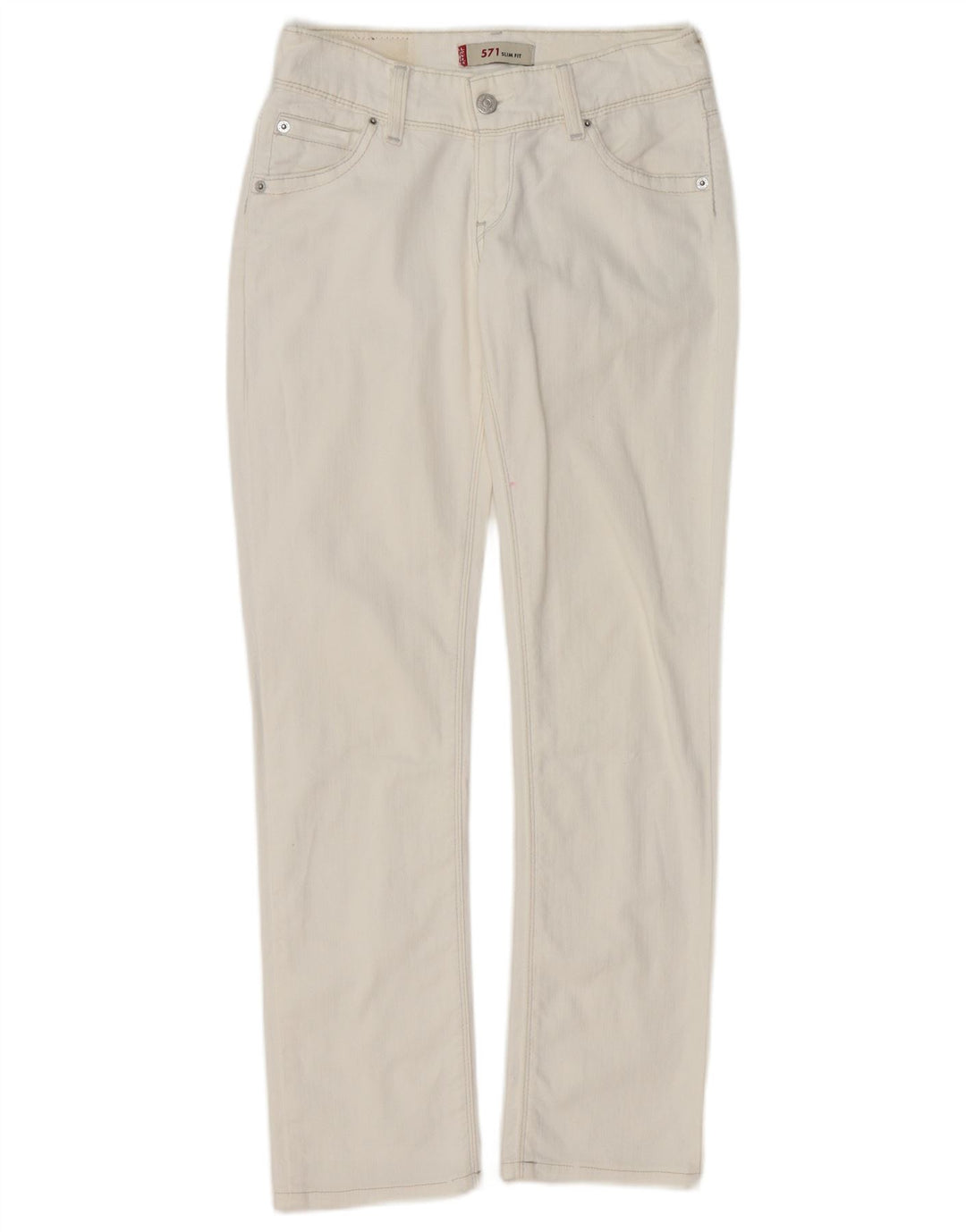 LEVI'S Womens 571 Slim Jeans W26 L28 White Cotton