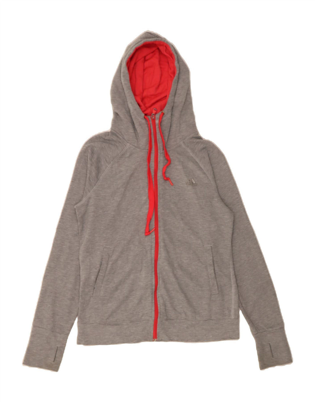 ADIDAS Womens Zip Hoodie Sweater UK 8/10 Small Grey Polyester Vintage Adidas and Second-Hand Adidas from Messina Hembry 