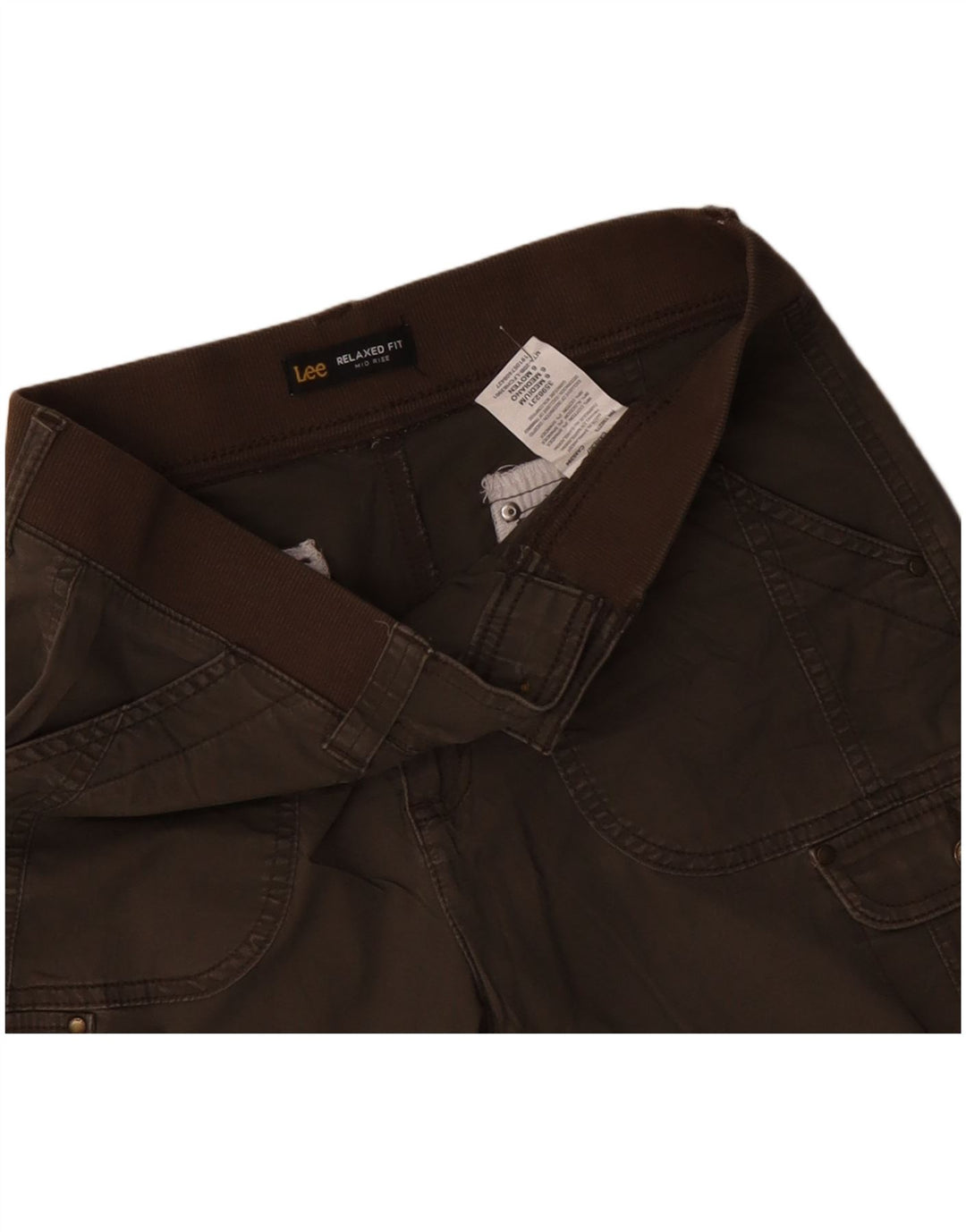 Γυναικείο μεσαίο μεσαίο W30 Χακί βαμβακερό US 6 με χαλαρή εφαρμογή LEE