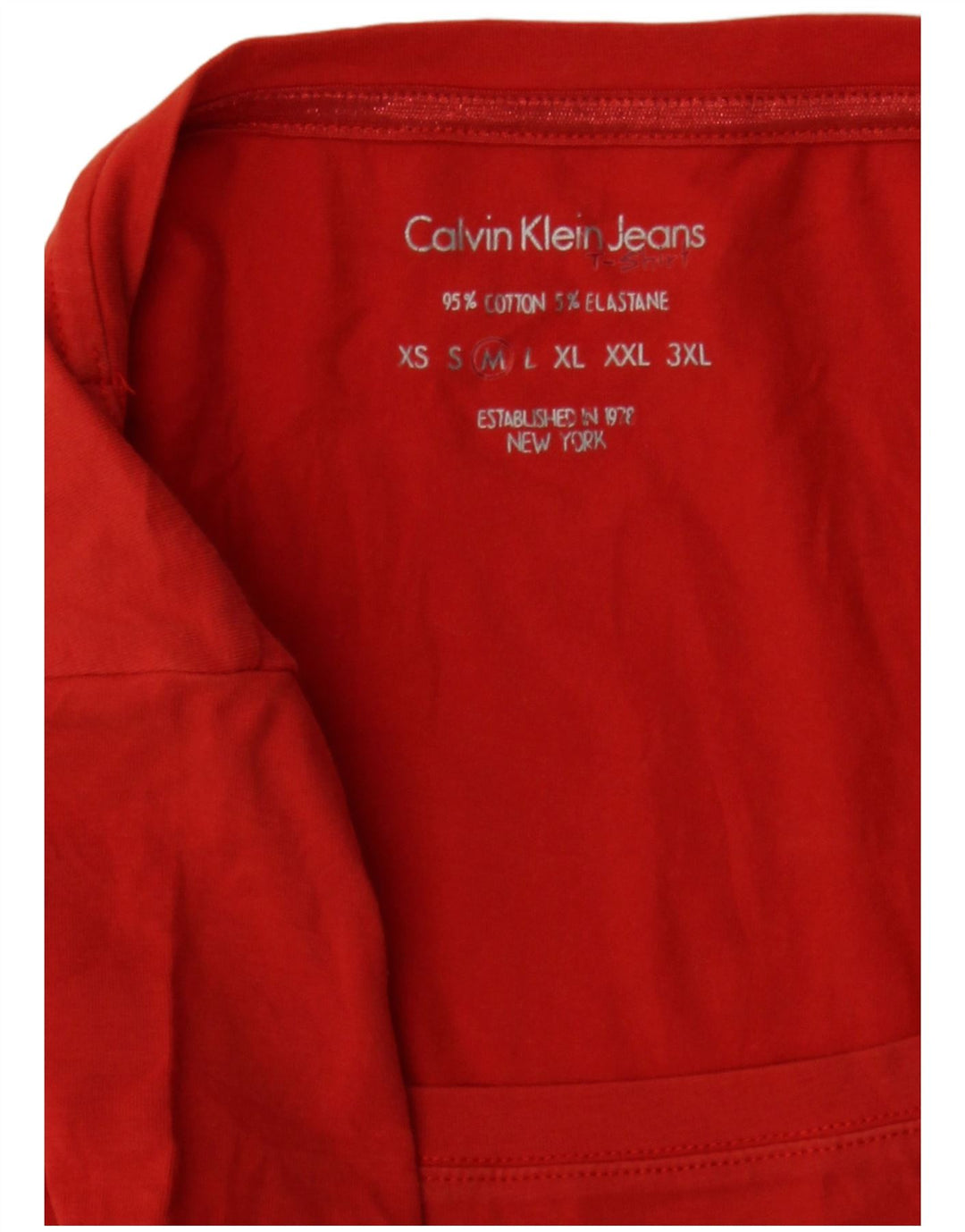 Γυναικείο γραφικό μπλουζάκι Calvin Klein Jeans Top UK 12 μεσαίο κόκκινο βαμβακερό