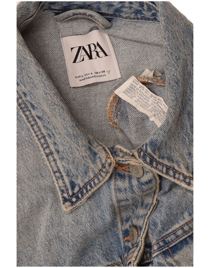 Zara Γυναικείο Τζιν Μπουφάν UK 16 Large Blue Cotton