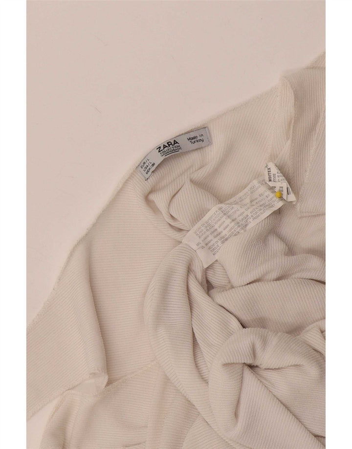 Zara Γυναικείο Crop Vest Top UK 14 Large White Polyester