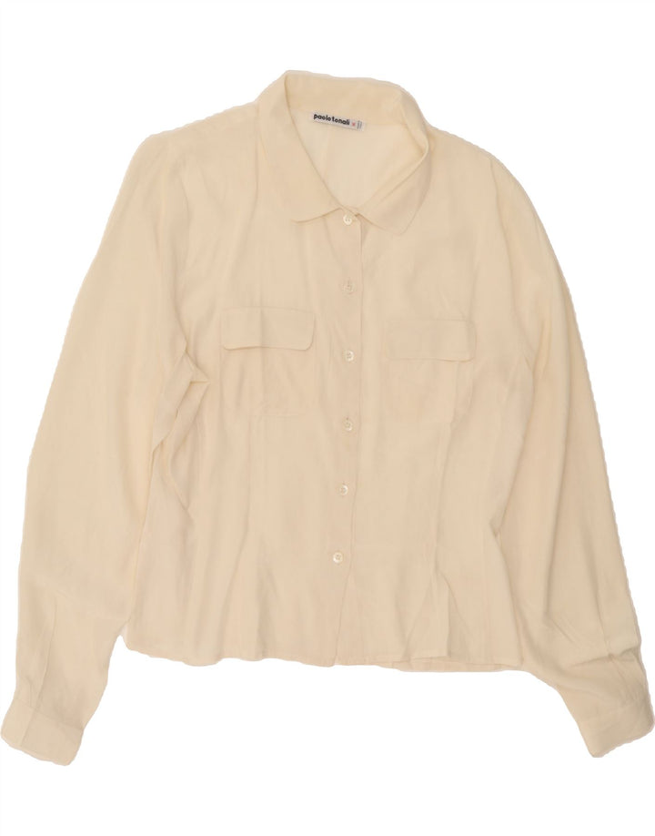 VINTAGE Womens Shirt Blouse UK 16 Large Off White Vintage Vintage and Second-Hand Vintage from Messina Hembry 