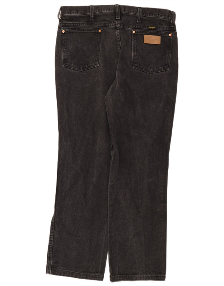 Ανδρικό τζιν Wrangler ίσιο W34 L29 μαύρο βαμβακερό