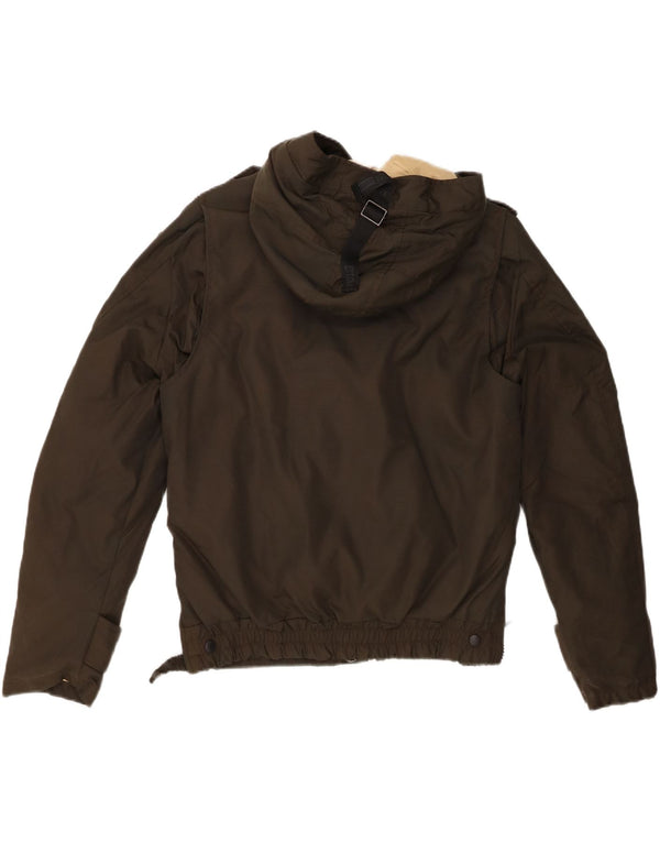 Blauer Womens Military Hooded Padded Jacket UK 14 Medium Khaki Nylon