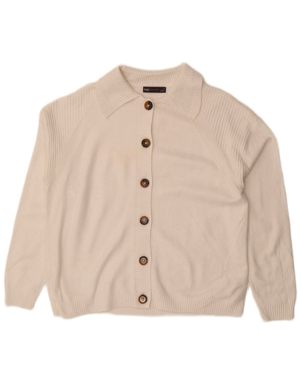 Marks & Spencer Γυναικείο πουλόβερ ζακέτα Loose Fit UK 14 Medium White