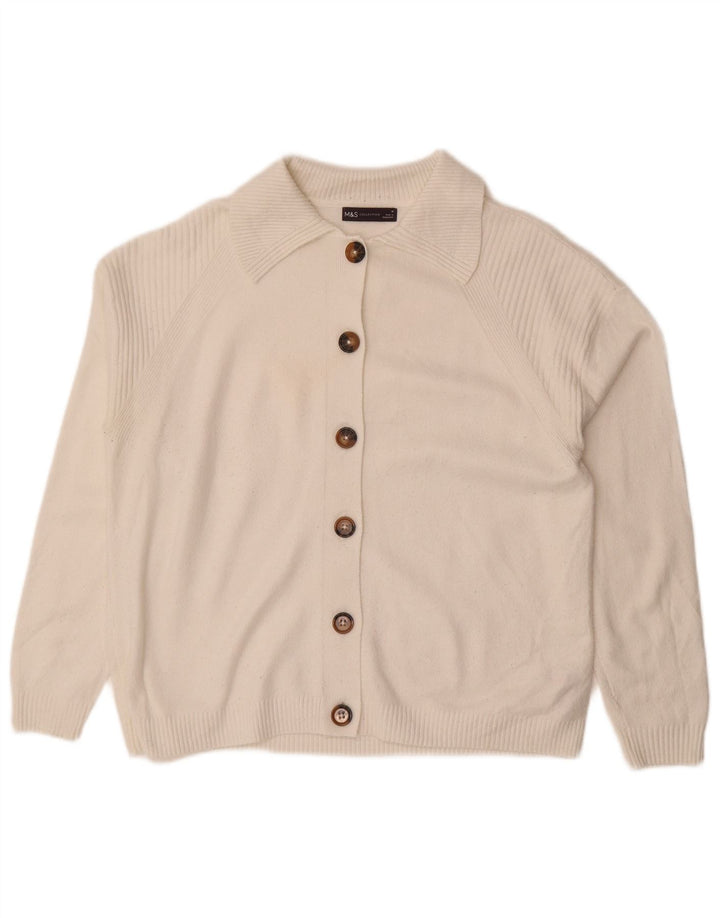Marks & Spencer Γυναικείο πουλόβερ ζακέτα Loose Fit UK 14 Medium White