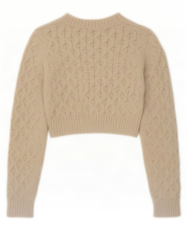 Zara Γυναικείο πουλόβερ με λαιμόκοψη Crop Crop UK 12 Medium Beige Polyester