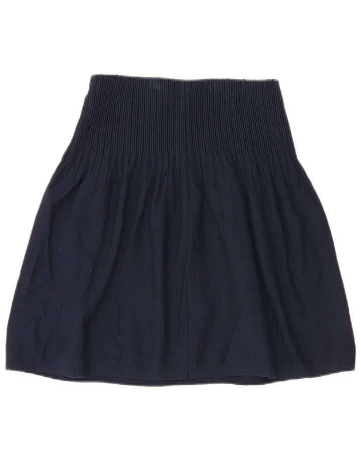 Massimo Dutti Γυναικεία πλεκτή φούστα σε γραμμή Α Μικρή W26 Navy Blue Viscose