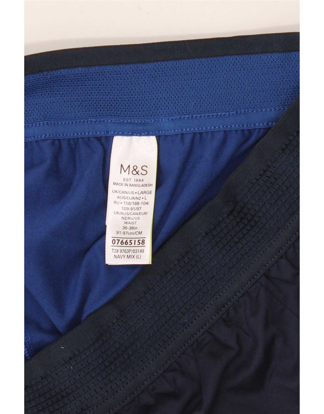 Ανδρικό αθλητικό σορτς Marks & Spencer Μεγάλο Navy Blue Polyester