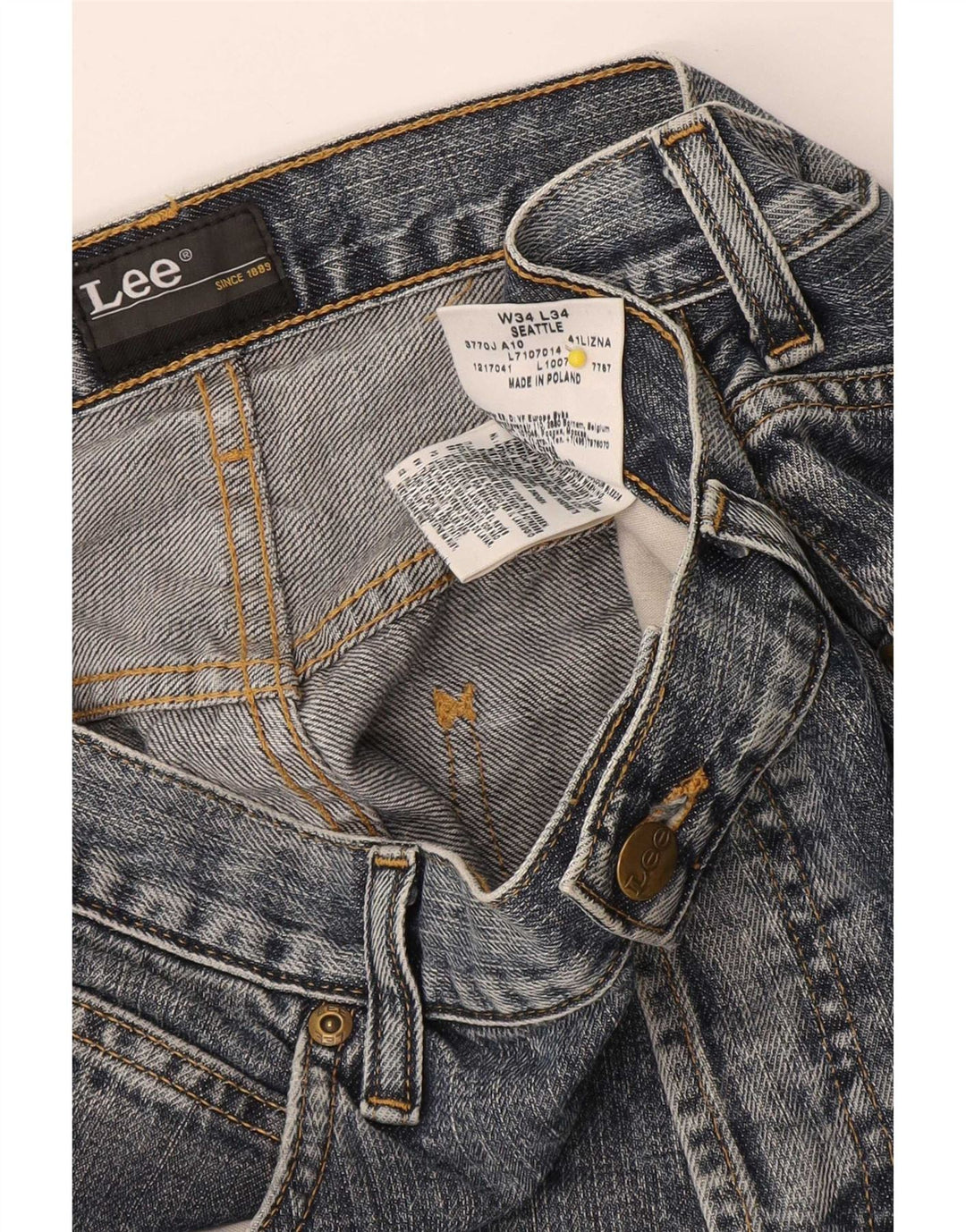 Lee Mens Straight Jeans W34 L34 Blue Cotton