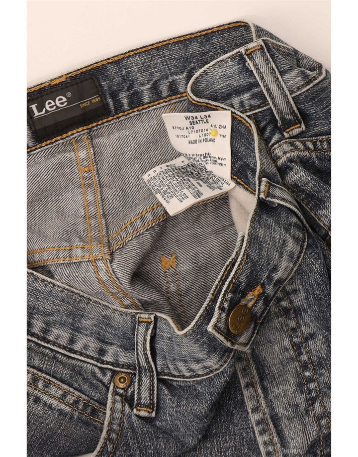 Lee Mens Straight Jeans W34 L34 Blue Cotton
