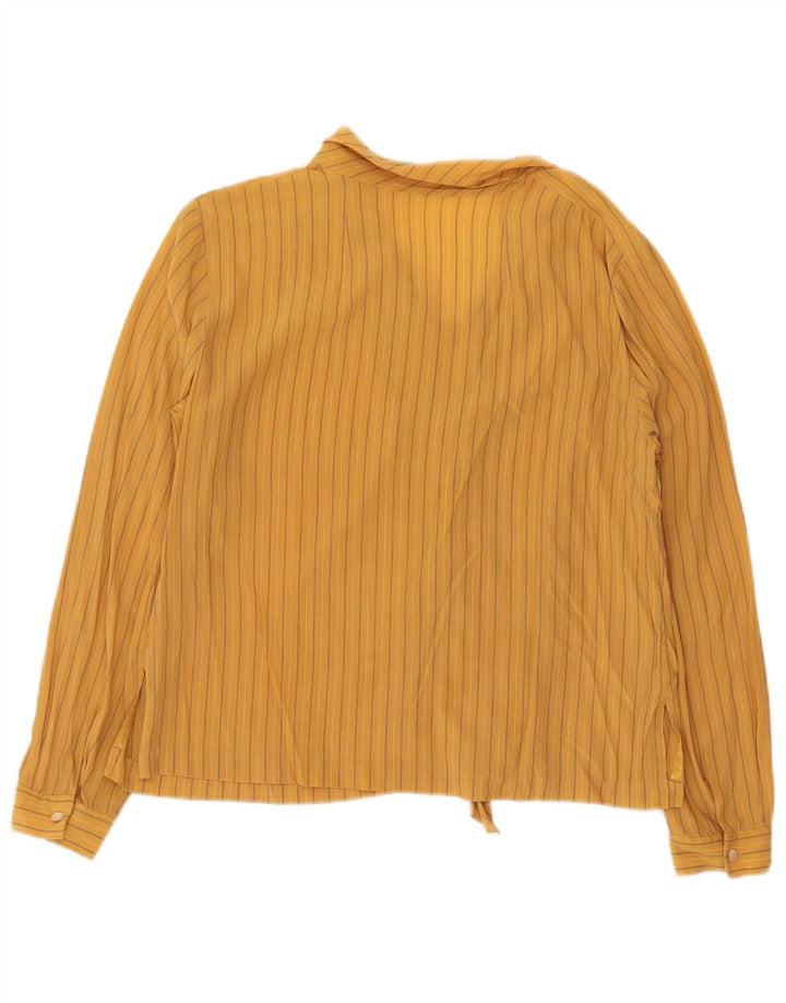Vintage Γυναικεία See Through Μπλούζα UK 16 Large Yellow ριγέ