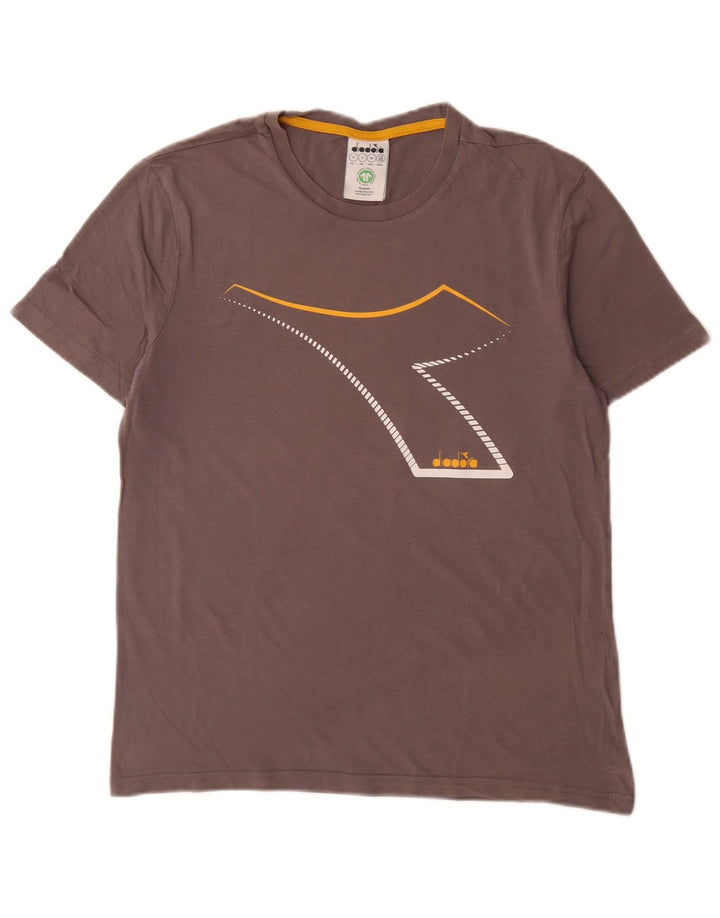 Diadora Ανδρικό γραφικό T-Shirt Top Μικρό Γκρι Βαμβακερό
