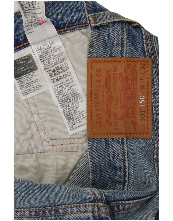 Levi's Mens 501 Straight Jeans W36 L32 Blue Patchwork Βαμβακερό