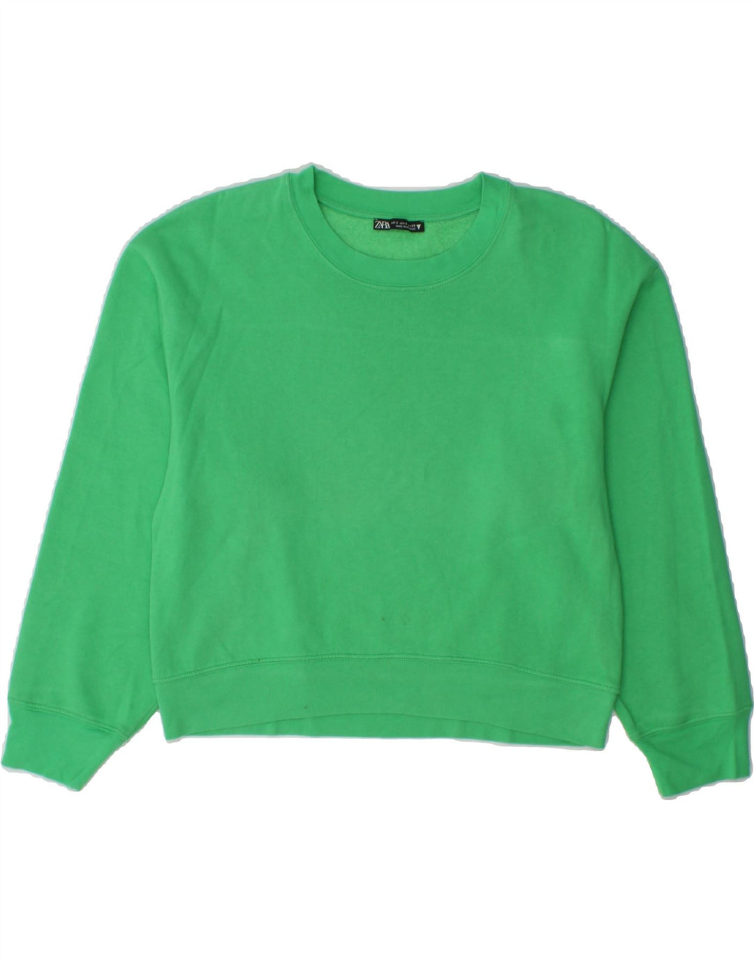 ZARA Womens Sweatshirt Jumper UK 10 Small Green Cotton Vintage Zara and Second-Hand Zara from Messina Hembry 