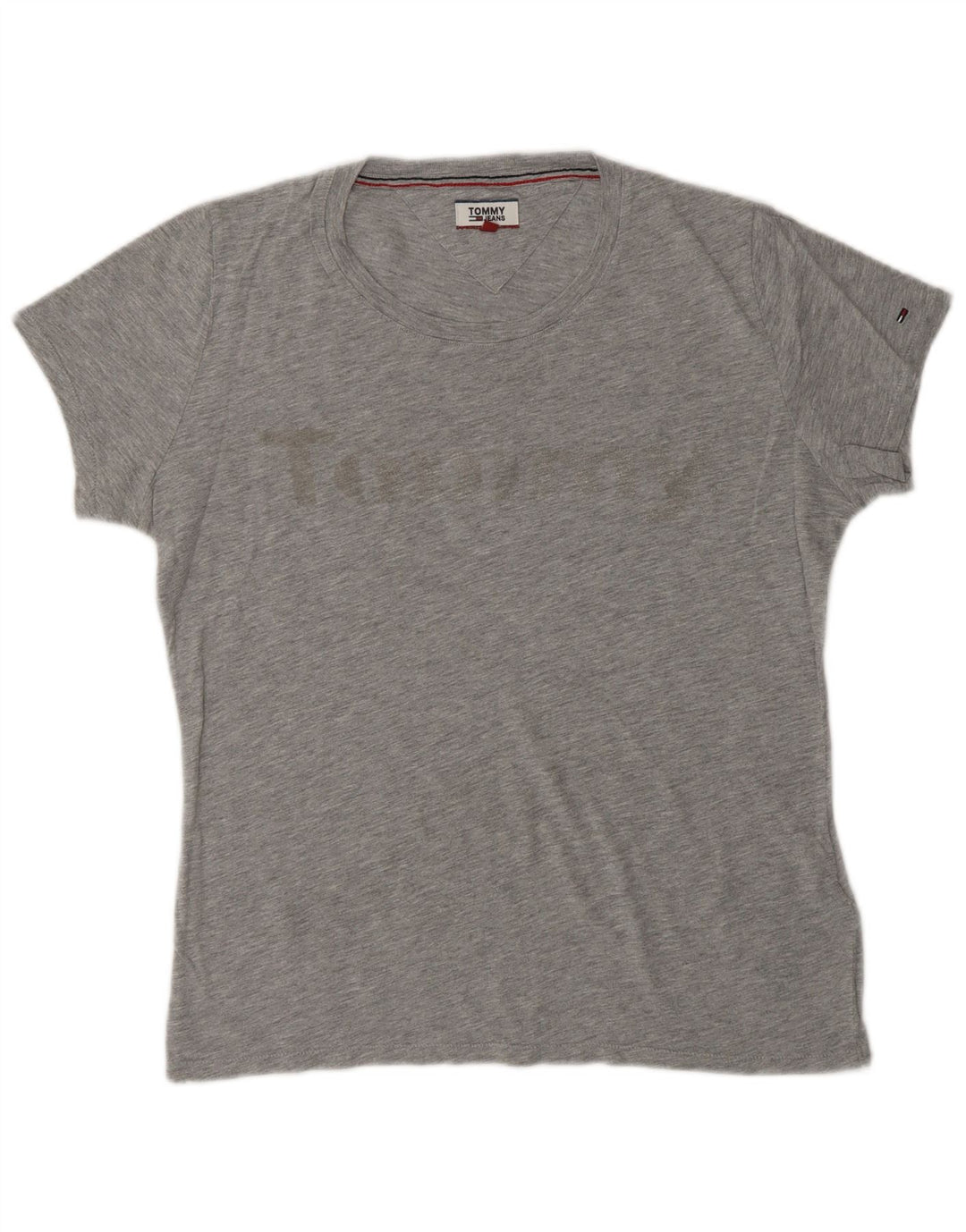 TOMMY HILFIGER Γυναικείο υπερμεγέθη γραφικό μπλουζάκι Top 10 Small Grey