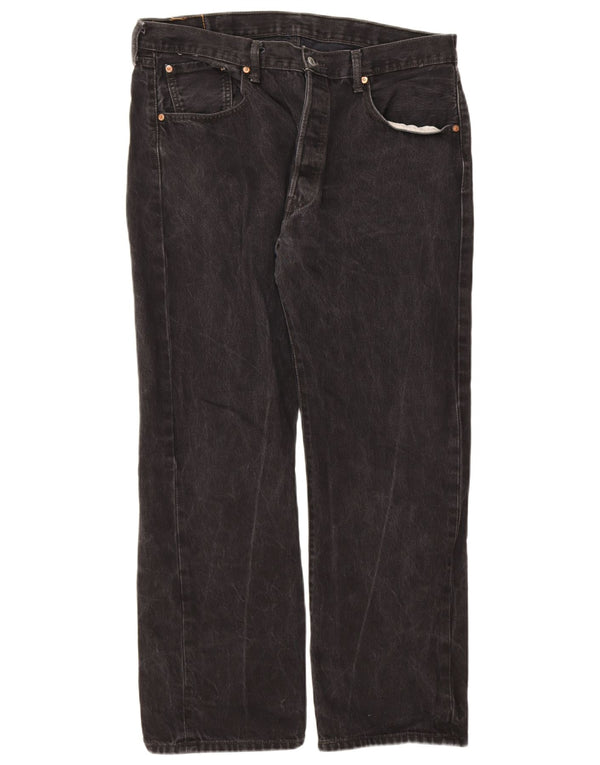 Levi's Mens 501 Straight Jeans W38 L30 Μαύρο Βαμβακερό