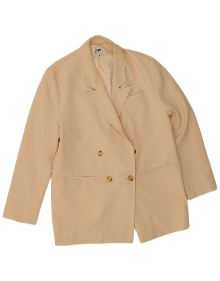 Zara Γυναικεία Loose Fit Double Breasted Blazer Jacket UK 14 Medium Beige