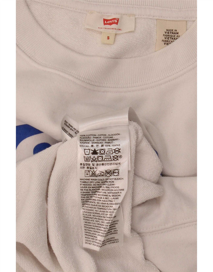 Γυναικεία Levi's Oversized Crop Graphic Φούτερ Jumper UK 10 Small White
