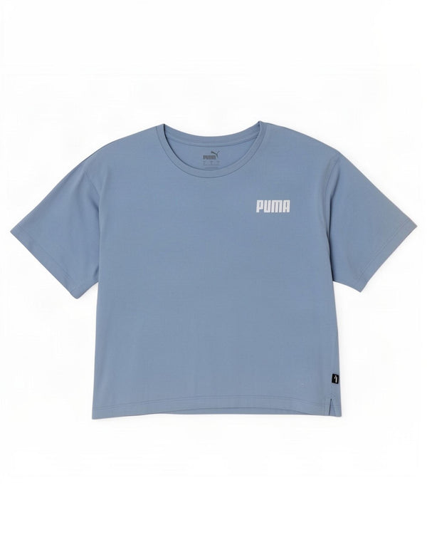 Puma Womens Crop Oversized T-Shirt Top UK 10 Small Blue Cotton