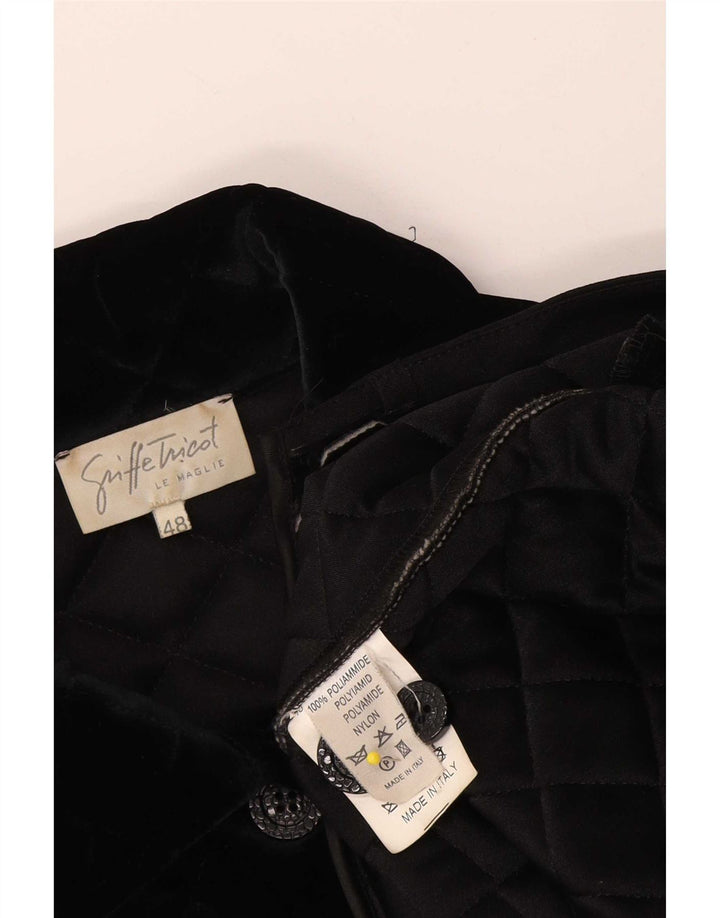Vintage Γυναικείο Βελούδινο Καπιτονέ Μπουφάν IT 48 XL Μαύρο Πολυαμίδιο
