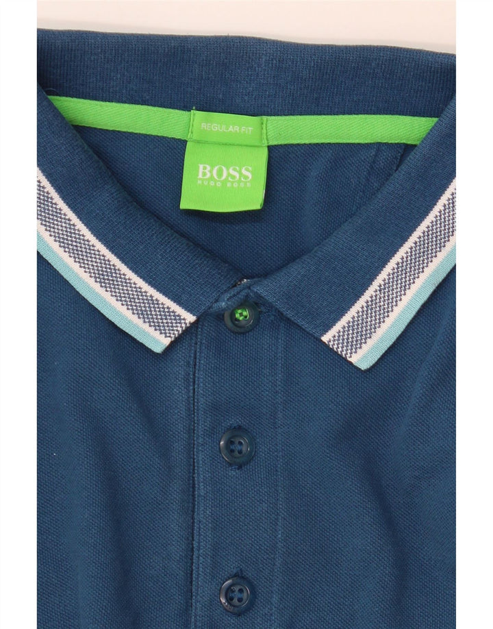 Ανδρικό μακρυμάνικο μπλουζάκι πόλο HUGO BOSS με κανονική εφαρμογή, μικρό μπλε