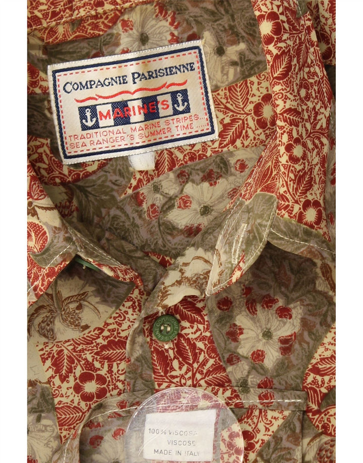 Ανδρικό κοντομάνικο πουκάμισο COMPAGNIE Μεγάλο χακί Floral Viscose