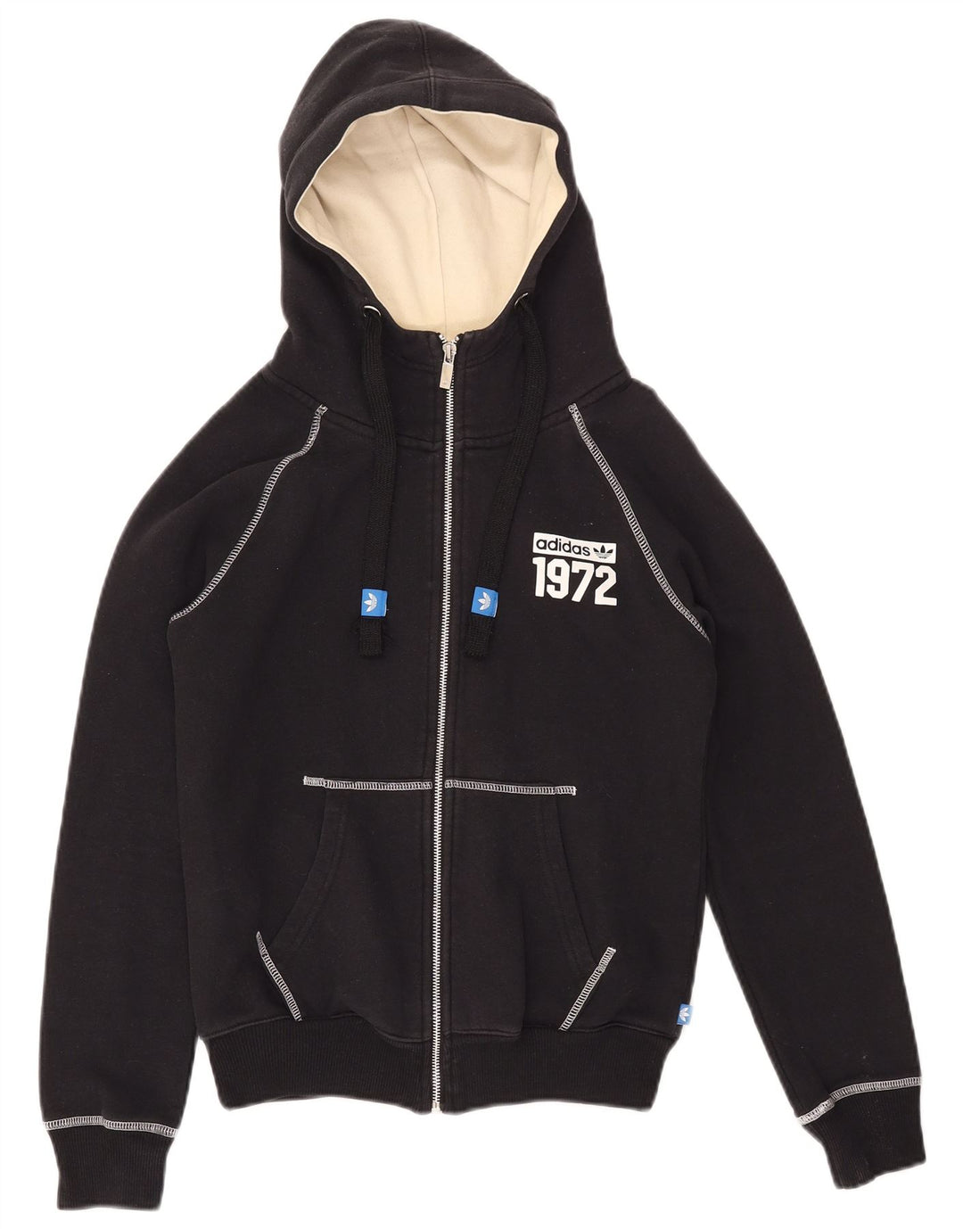 ADIDAS Γυναικείο Γραφικό Hoodie Jumper UK 10 Small Black Cotton