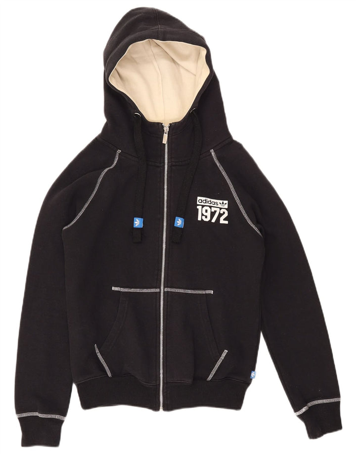 ADIDAS Γυναικείο Γραφικό Hoodie Jumper UK 10 Small Black Cotton