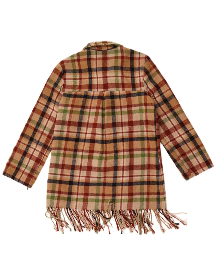 Vintage Γυναικείο Longline Πανωφόρι UK 14 Medium Πολύχρωμο Check Polyester