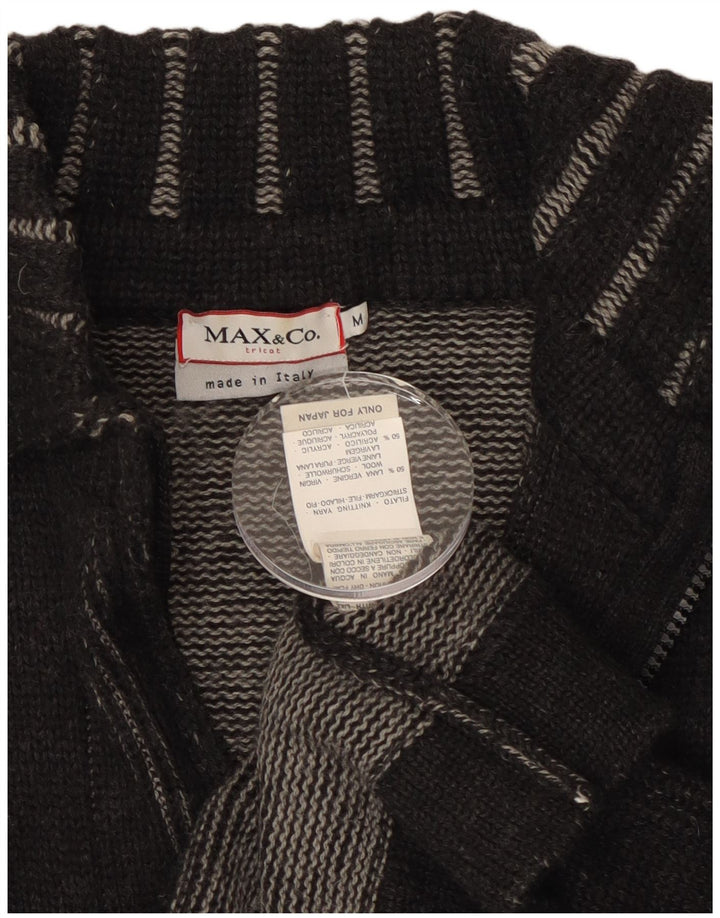 MAX & CO. Γυναικείο πουλόβερ ζακέτα UK 14 Medium Black Wool