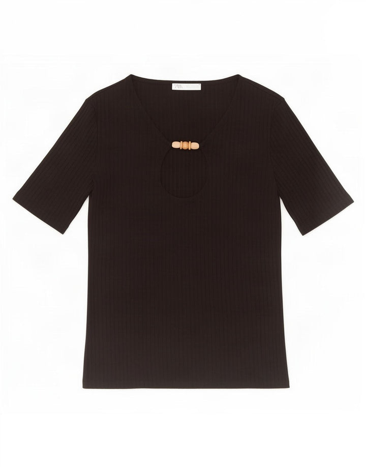Zara Γυναικεία Μπλούζα Τοπ UK 10 Small Black Viscose