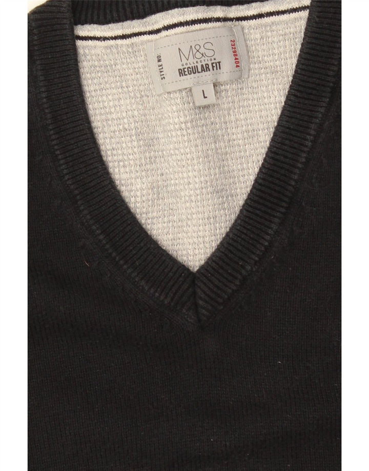 MARKS & SPENCER Ανδρικό φανελάκι με κανονική εφαρμογή Tank Top Large Μαύρο