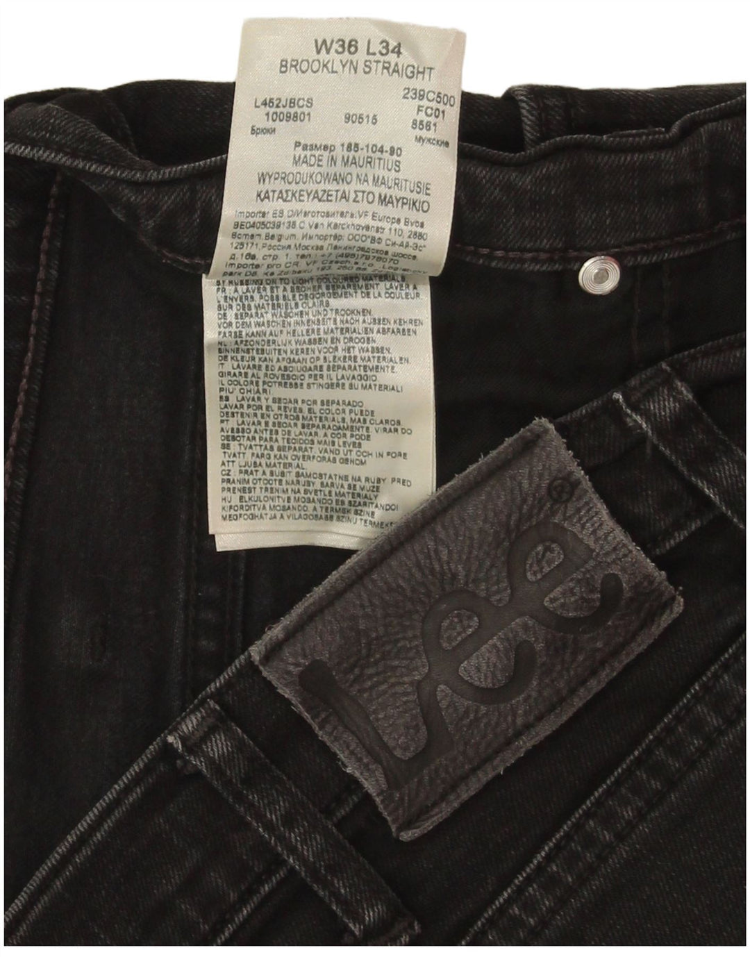 Lee Womens Brooklyn Straight Jeans W36 L34 Μαύρο βαμβακερό