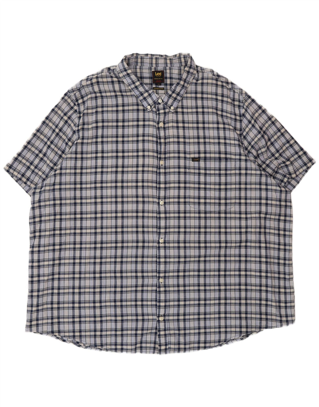 Lee Ανδρικό κοντομάνικο πουκάμισο κανονικής εφαρμογής 5XL Μπλε βαμβακερό