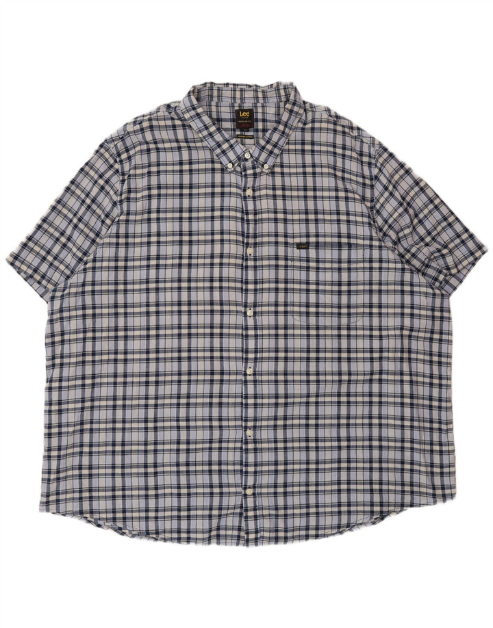 Lee Ανδρικό κοντομάνικο πουκάμισο κανονικής εφαρμογής 5XL Μπλε βαμβακερό