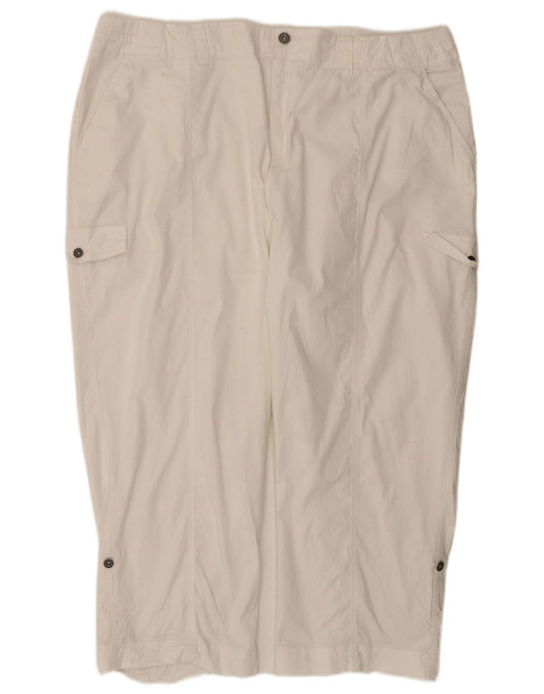 Marks & Spencer Γυναικείο ίσιο κομμένο παντελόνι UK 22 3XL W44 L24 Λευκό