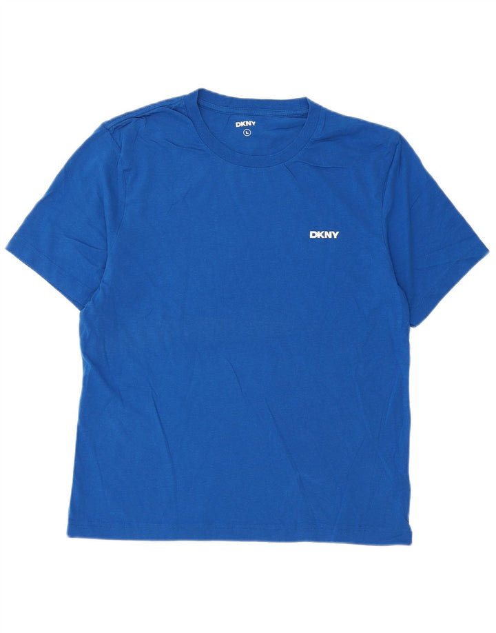 Dkny Γυναικείο T-Shirt Top UK 14 μεγάλο μπλε βαμβακερό