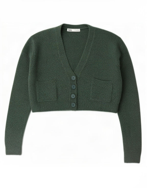 Ζακέτα Zara Γυναικεία Loose Fit Crop UK 10 Small Green Acrylic