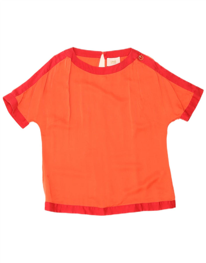 Cavalli Γυναικεία Μπλούζα Oversized Top US 1 XS Πορτοκαλί Colourblock Silk