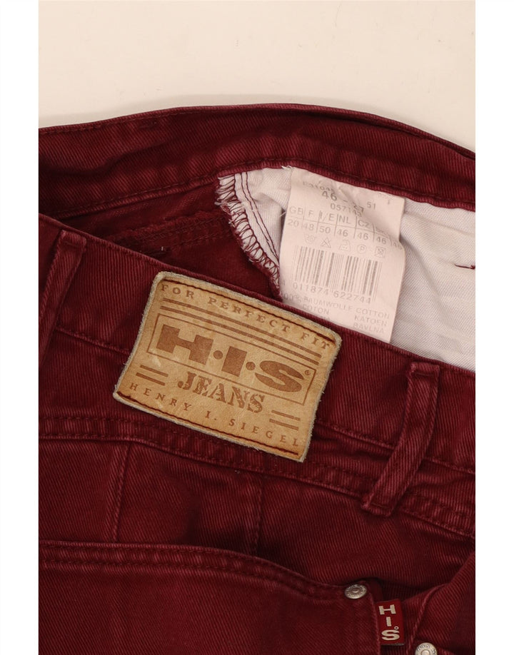 H.I.S Γυναικεία ψηλόμεση Crop Tapered jeans UK 20 2XL W34 L25 Burgundy