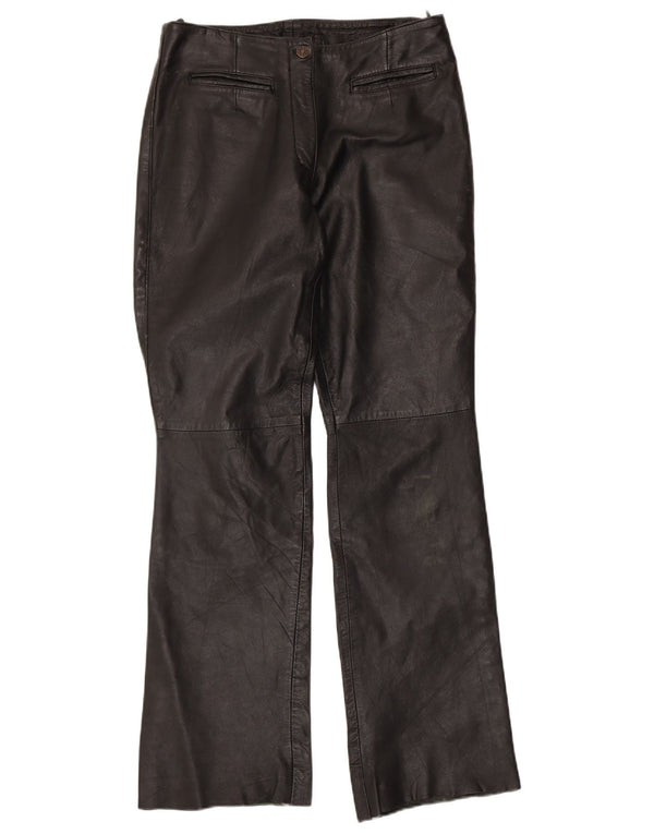 Δερμάτινο παντελόνι VINTAGE Γυναικείο Bootcut UK 12 Medium W30 L32 Μαύρο
