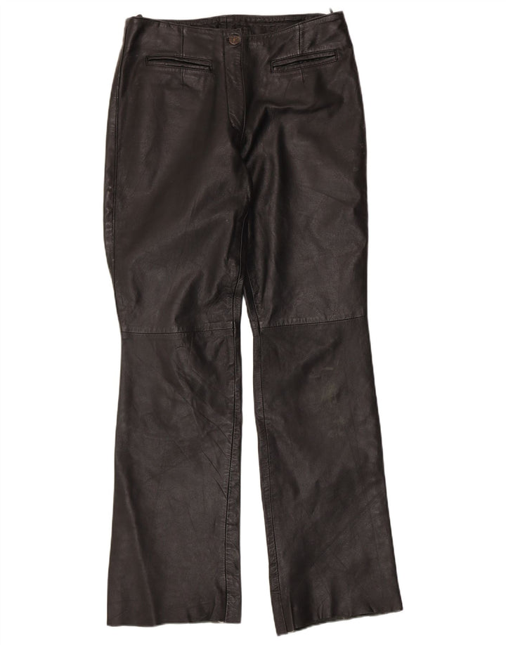Δερμάτινο παντελόνι VINTAGE Γυναικείο Bootcut UK 12 Medium W30 L32 Μαύρο