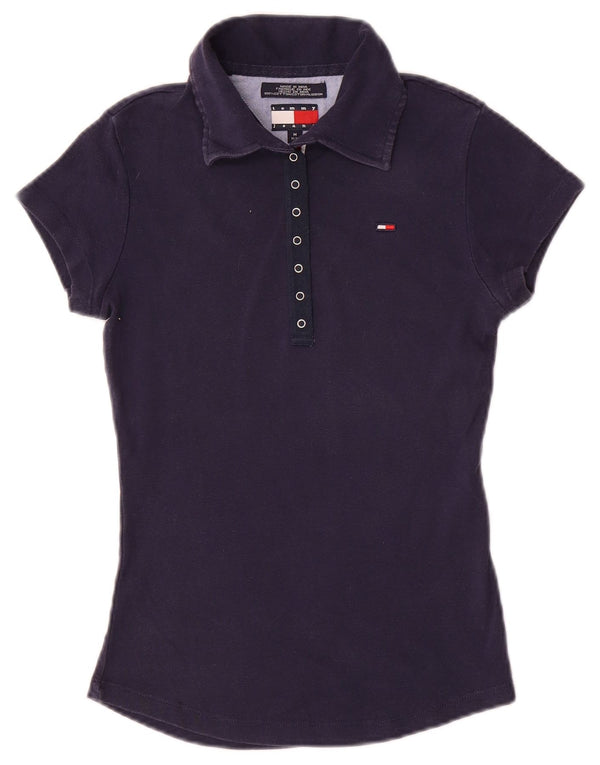 Tommy Hilfiger γυναικείο μπλουζάκι πόλο UK 12 Medium Navy Blue βαμβακερό